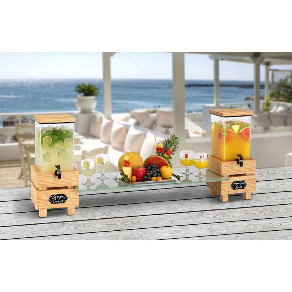 crate juice station 2 x 6lit wood  21w x 105l x 48hcm