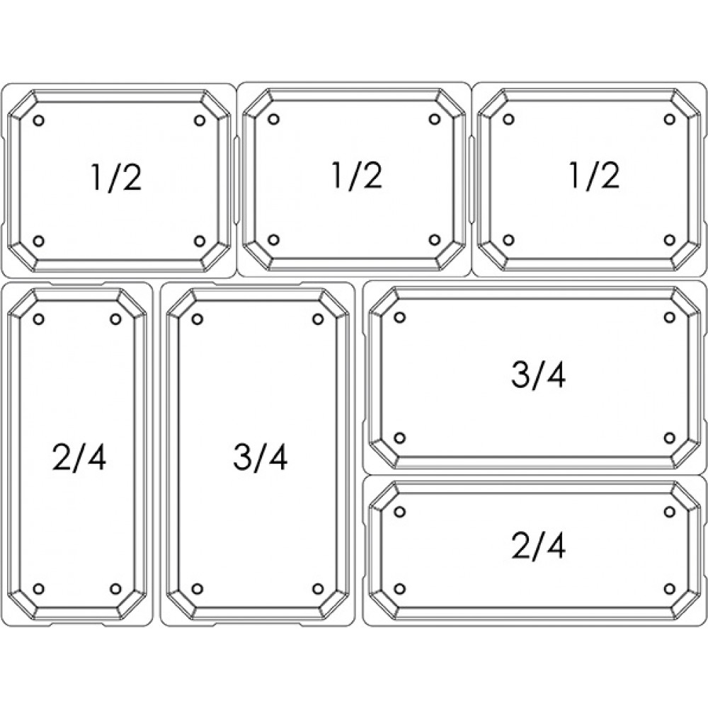 octagon 2 cm tray gn 1/2 black high impact  plexiglass