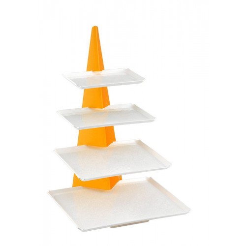 onda pyramid stand with 4 pebble trays-5 pieces-yellowand white