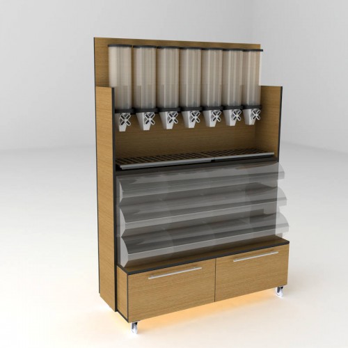 economy fixture basic with 7 dispensers and 12 scoop bins-sells up to 31 items