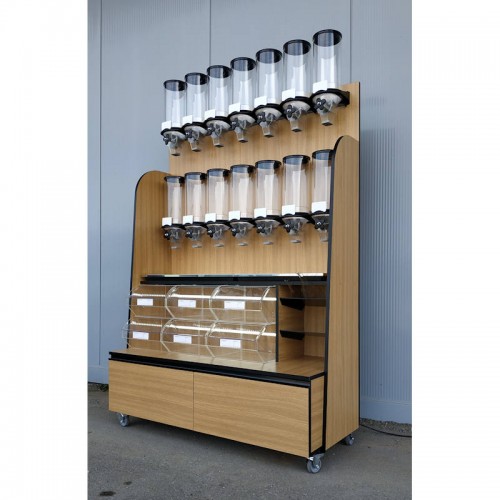 bulk food fixture with 14 dispensers and  12 classic scoop bins-sells up to 38 items