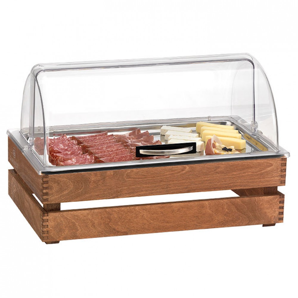 crate cooling tray gn1/1  birch  base without roll top cover-walnut finish